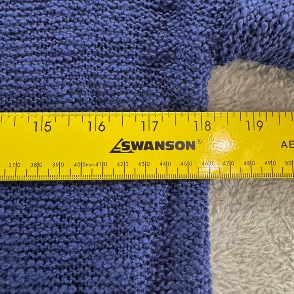 Oh MG Open Knit Sweater Womens L Blue Crew Neck Pullover Long Sleeve Side Slit - Picture 13 of 16